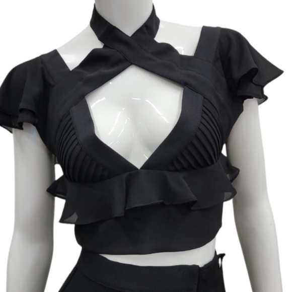 Nasty Gal Tops - Nasty Gal Y2K Choker Neck Crop Top Goth Grunge Festival Rave